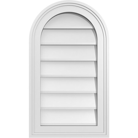 Ekena Millwork Round Top Surface Mount PVC Gable Vent w/ 2"W x 1-1/2"P Brickmould Frame, 14"W x 24"H GVPRT14X2402SN
